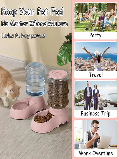 Automatic Pet Water & Food Dispenser – Large Capacity Dog & Cat Feeder Bowl