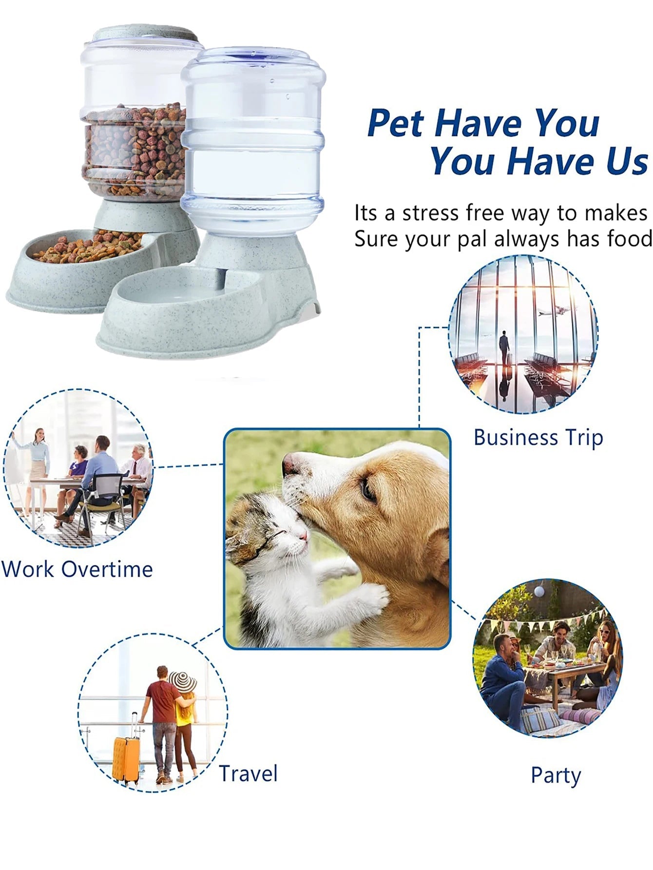 Automatic Pet Water & Food Dispenser – Large Capacity Dog & Cat Feeder Bowl
