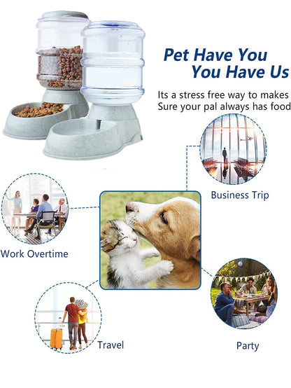 Automatic Pet Water & Food Dispenser – Large Capacity Dog & Cat Feeder Bowl