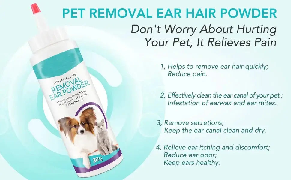 Dog Ear Care Powder: Pet Ear Cleaner for Gentle Ear Cleaning