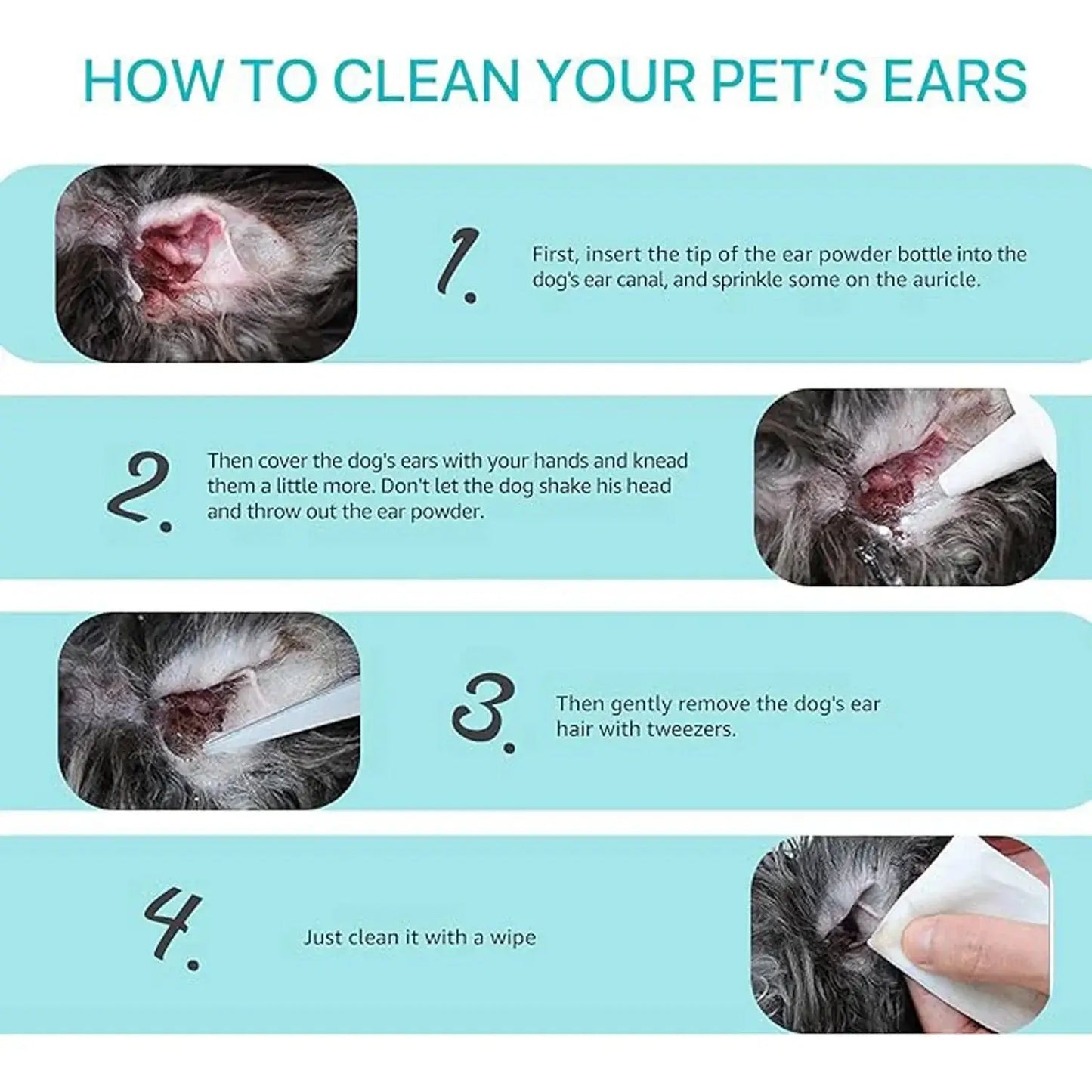 Dog Ear Care Powder: Pet Ear Cleaner for Gentle Ear Cleaning