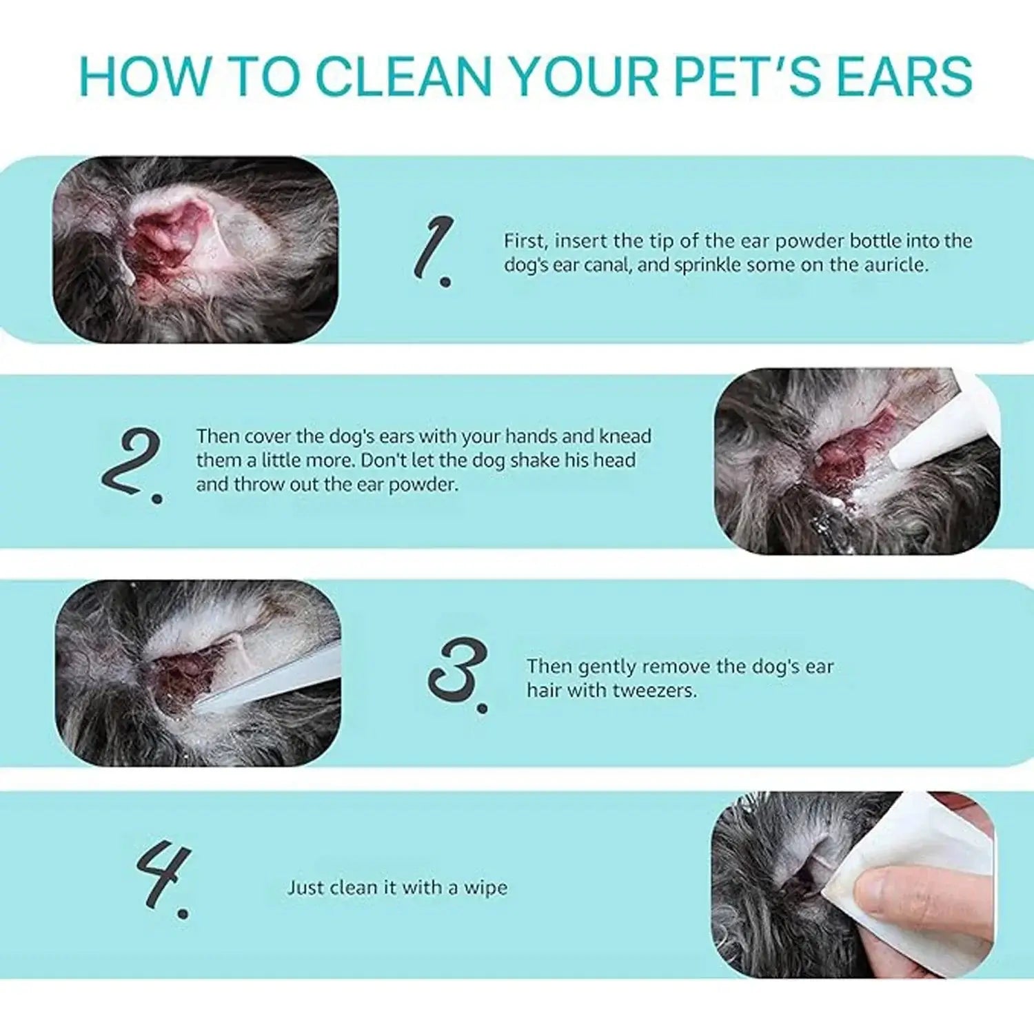 Dog Ear Care Powder: Pet Ear Cleaner for Gentle Ear Cleaning