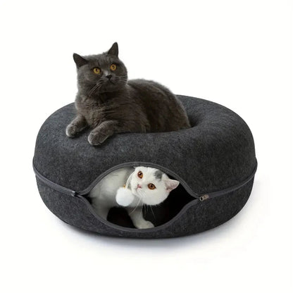 Interactive Donut Cat Bed & Tunnel: Kitten Sports Equipment & Toys Combo