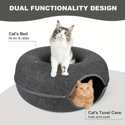 Interactive Donut Cat Bed & Tunnel: Kitten Sports Equipment & Toys Combo