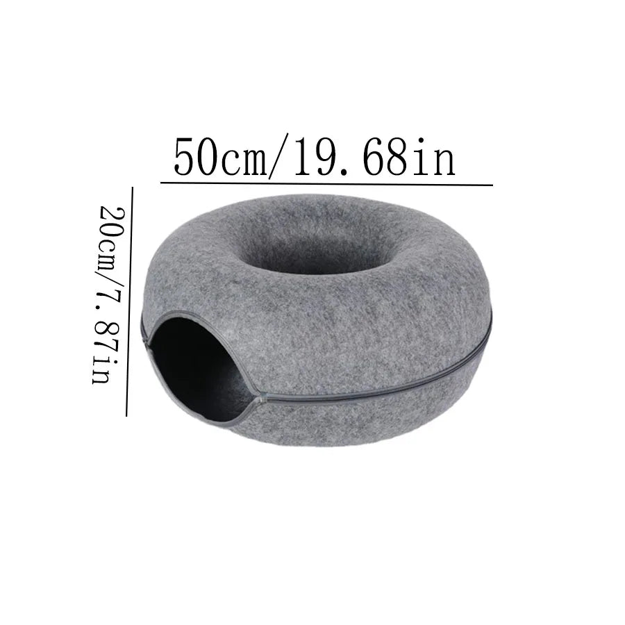 Interactive Donut Cat Bed & Tunnel: Kitten Sports Equipment & Toys Combo