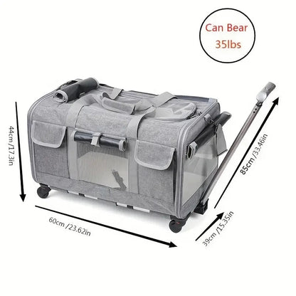 Extra-Large Pet Trolley Carrier – Foldable & Detachable Travel Bag for Dogs & Cats