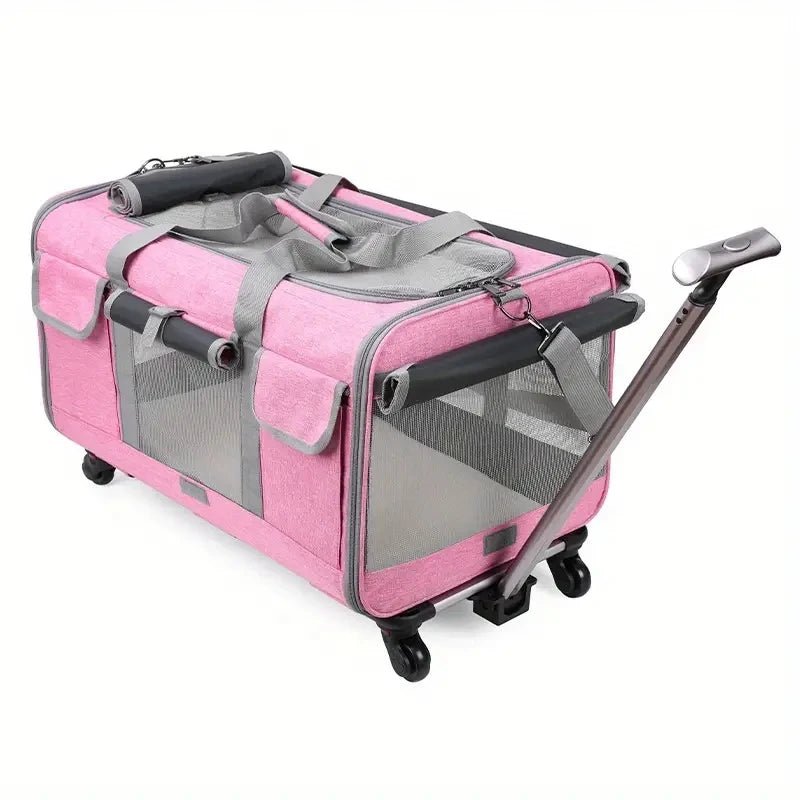 Extra-Large Pet Trolley Carrier – Foldable & Detachable Travel Bag for Dogs & Cats