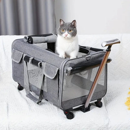 Extra-Large Pet Trolley Carrier – Foldable & Detachable Travel Bag for Dogs & Cats