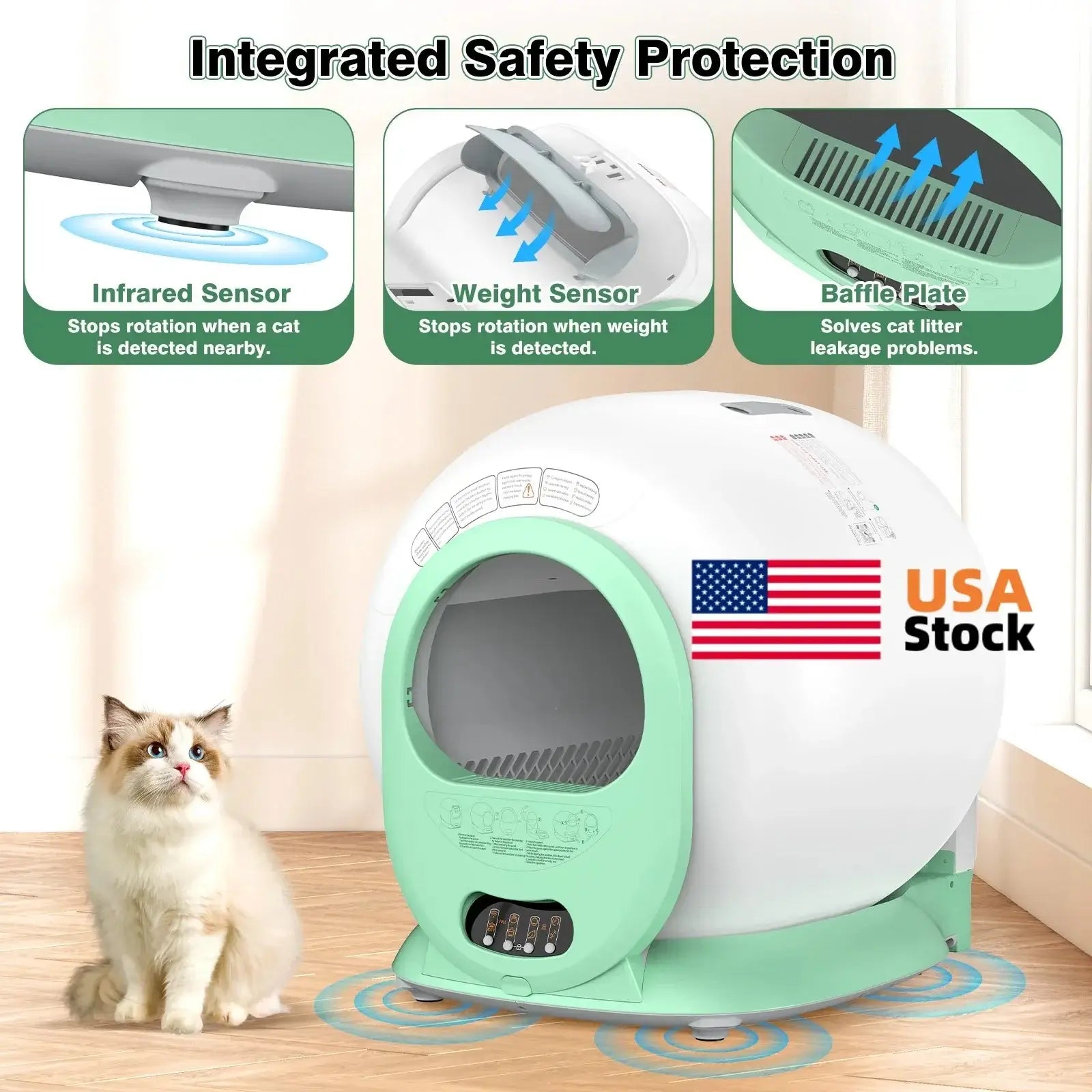 Smart automatic self-cleaning cat litter box Large Capacity 65L