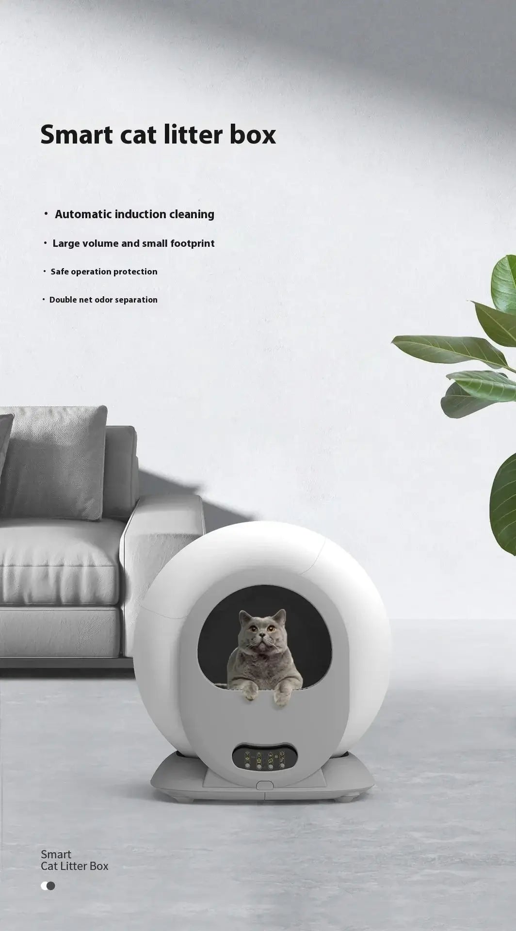 Smart automatic self-cleaning cat litter box Large Capacity 65L