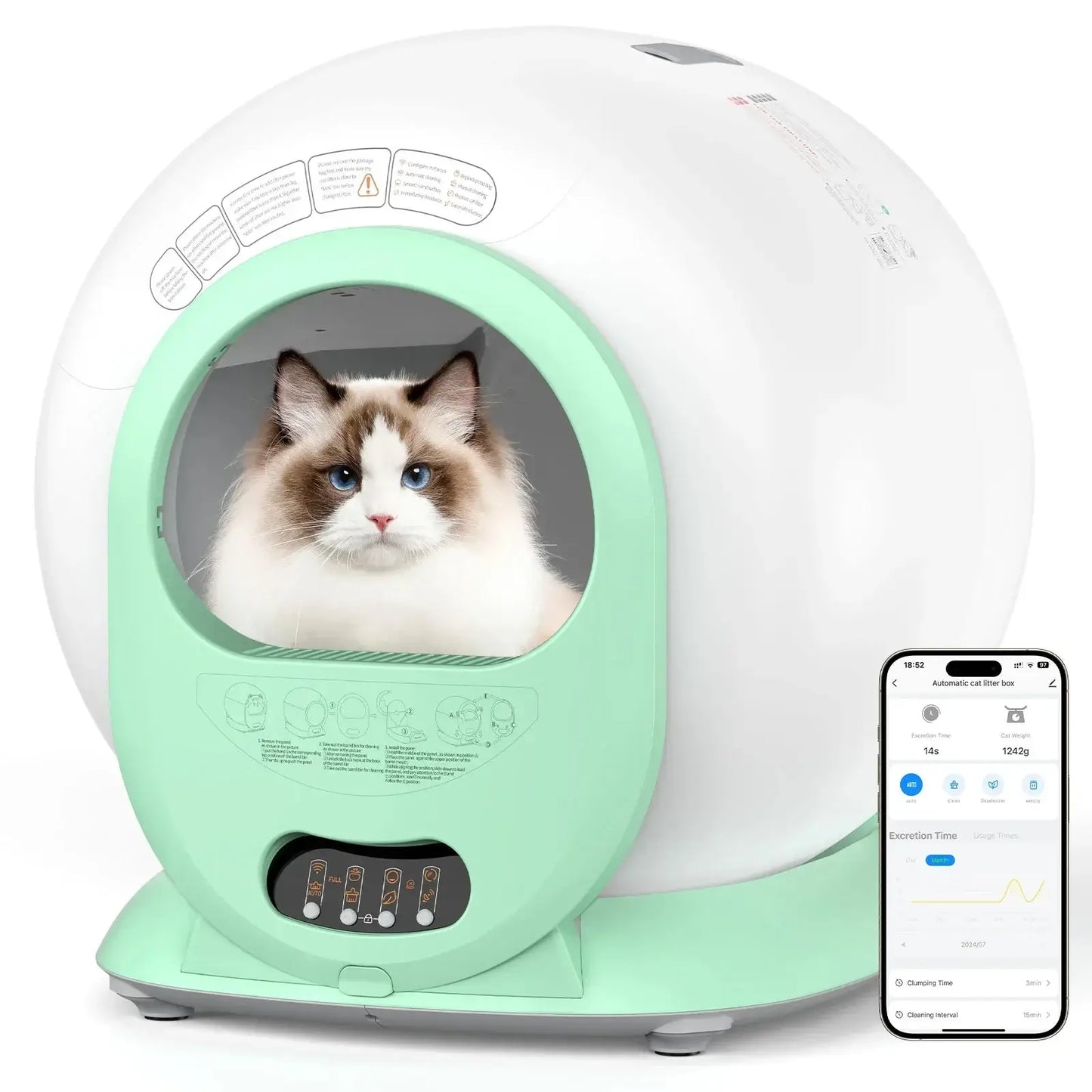 Smart automatic self-cleaning cat litter box Large Capacity 65L