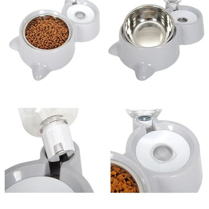 Automatic 2-in-1 Pet Food & Water Dispenser for Cats - Dog Bowl Waterer & Feeder