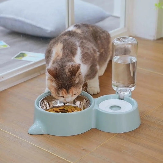 Automatic 2-in-1 Pet Food & Water Dispenser for Cats - Dog Bowl Waterer & Feeder