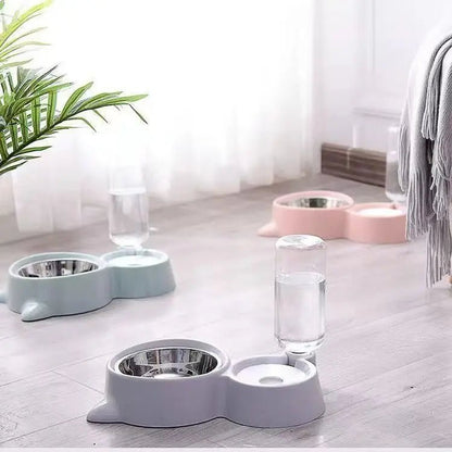Automatic 2-in-1 Pet Food & Water Dispenser for Cats - Dog Bowl Waterer & Feeder