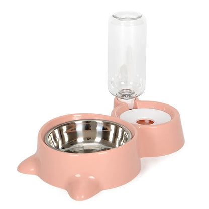 Automatic 2-in-1 Pet Food & Water Dispenser for Cats - Dog Bowl Waterer & Feeder