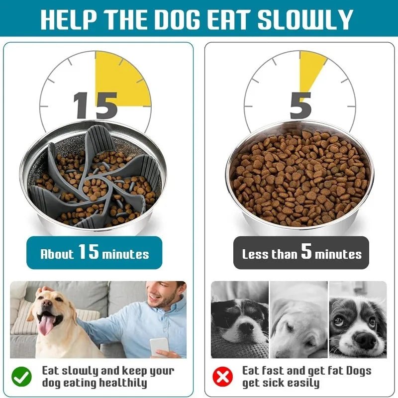 Slow Feeder Pet Bowl – Anti-Choking Design with Suction Base for Dogs & Cats