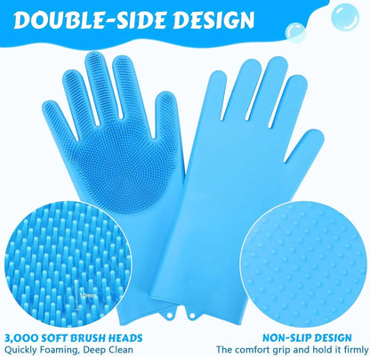 Pet Grooming Gloves – Soft Silicone Bath & Hair Removal Glove for Dogs & Cats