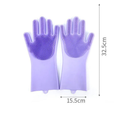 Pet Grooming Gloves – Soft Silicone Bath & Hair Removal Glove for Dogs & Cats