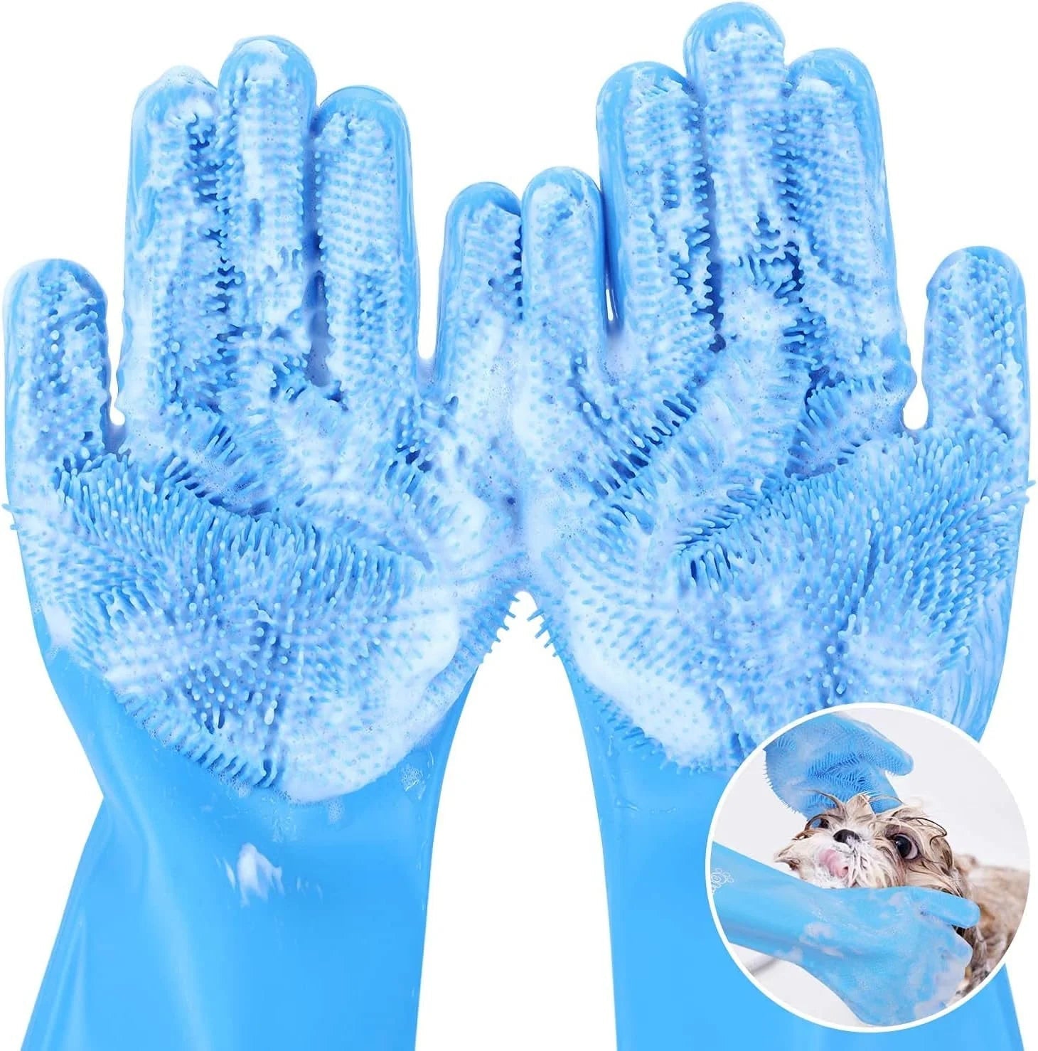Pet Grooming Gloves – Soft Silicone Bath & Hair Removal Glove for Dogs & Cats