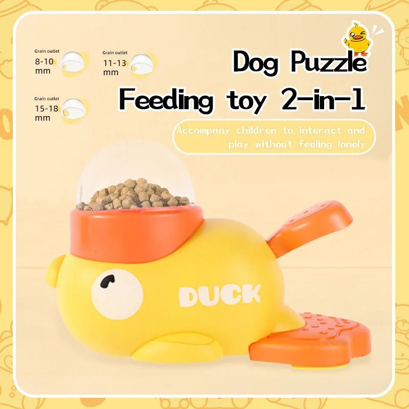 Cartoon Duck Pet Snack Feeder – Automatic Dog & Cat Treat Dispenser for Training