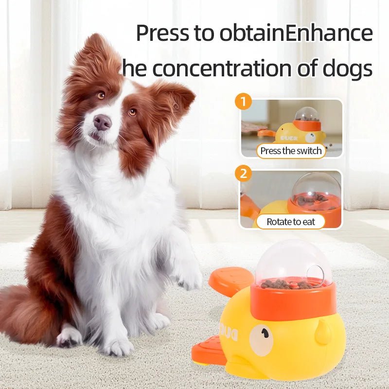 Cartoon Duck Pet Snack Feeder – Automatic Dog & Cat Treat Dispenser for Training