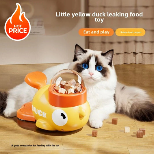 Cartoon Duck Pet Snack Feeder – Automatic Dog & Cat Treat Dispenser for Training