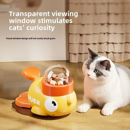 Cartoon Duck Pet Snack Feeder – Automatic Dog & Cat Treat Dispenser for Training