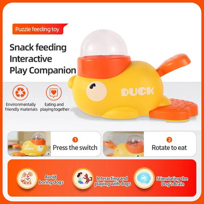 Cartoon Duck Pet Snack Feeder – Automatic Dog & Cat Treat Dispenser for Training
