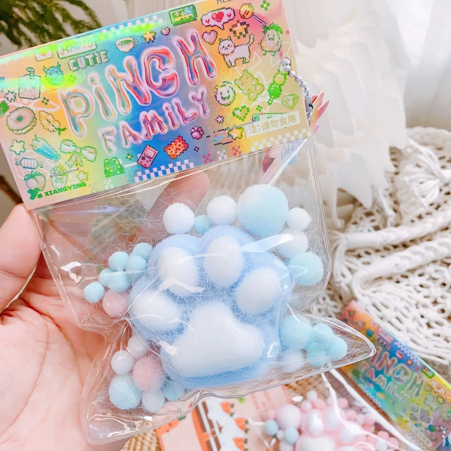 TPR & Plush Cat Paw Squishy Toy – Cute Pink Fidget Stress Relief for Kids & Adults